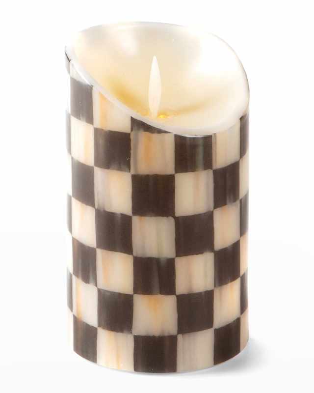 Courtly Check Flicker Pillar Candle - 5"